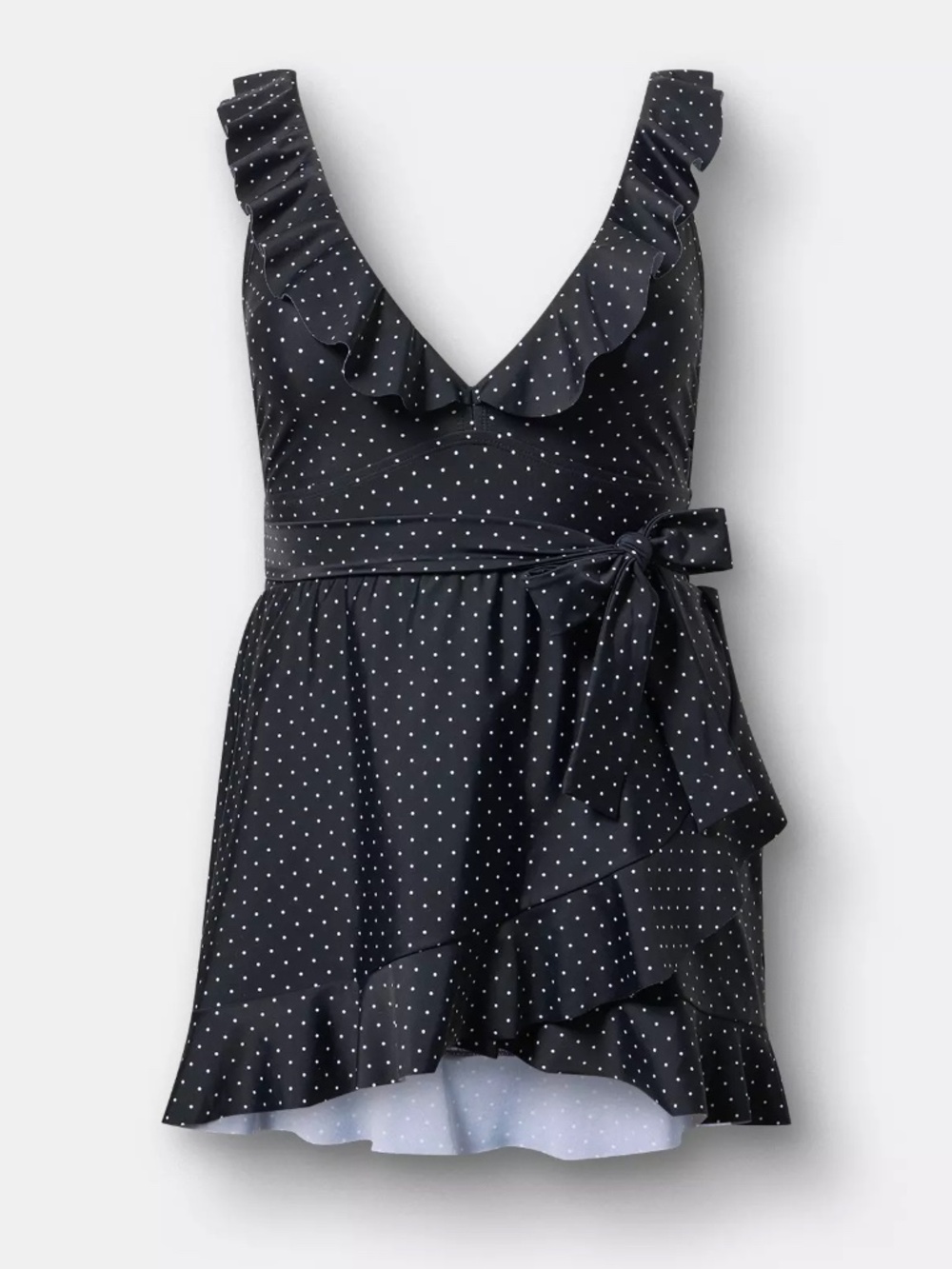 Torrid SwimDress 3X Black Polka Dot Ruffle One Piece SwimSuit No Wire Plus Size